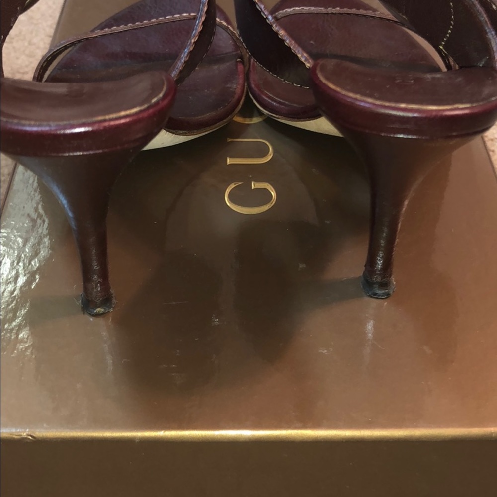 ❌❌❌ Gucci Sand Pelle S Cuoio Sandles DK Cuir sz 7 preowned - Picture 6 of 6